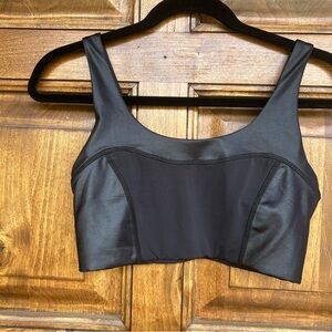 NWOT RVCA Black Faux Leather Sports Bra with Moisture-Wicking Fabric